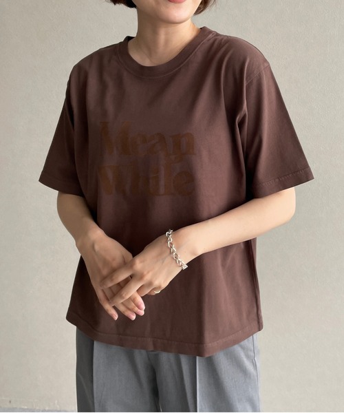 LOWRYS FARM（ローリーズファーム）の「フロッキーロゴＳＳ　968140（Tシャツ/カットソー・レディース・グレー/アイボリー/ブラウン・FREE）」の5枚目の写真