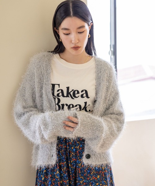 LOWRYS FARM（ローリーズファーム）の「フロッキーロゴＳＳ　968140（Tシャツ/カットソー・レディース・グレー/アイボリー/ブラウン・FREE）」の18枚目の写真