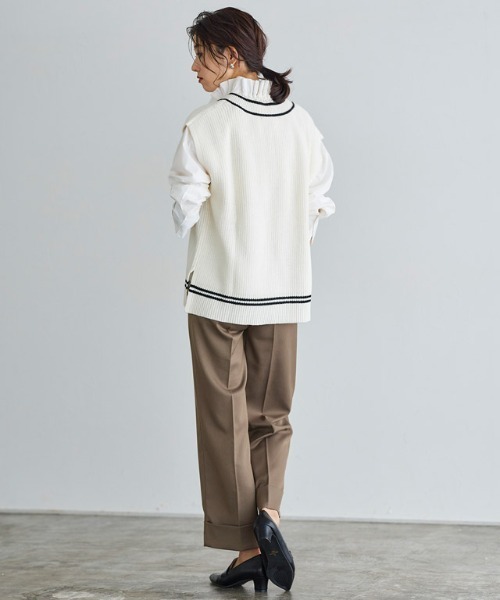 Pierrot（ピエロ）の「チルデンニットベスト（ベスト・レディース・ブラック×ホワイト/ホワイト×ブラック・L/M）」の7枚目の写真