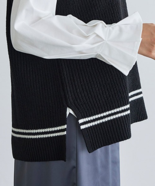 Pierrot（ピエロ）の「チルデンニットベスト（ベスト・レディース・ブラック×ホワイト/ホワイト×ブラック・L/M）」の8枚目の写真