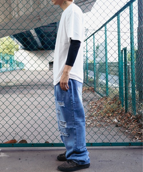 Bling Leads(ブリングリーズ)の「Z)【BLINGLEADS】723413 ハリヌキワッフルクルーネック半袖(Tシャツ/カットソー・メンズ・グレー/ホワイト/ブラック・MEDIUM/LARGE)」の6枚目の写真