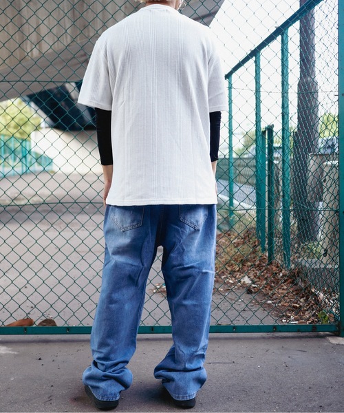 Bling Leads(ブリングリーズ)の「Z)【BLINGLEADS】723413 ハリヌキワッフルクルーネック半袖(Tシャツ/カットソー・メンズ・グレー/ホワイト/ブラック・MEDIUM/LARGE)」の7枚目の写真