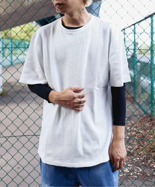 Bling Leads(ブリングリーズ)の「Z)【BLINGLEADS】723413 ハリヌキワッフルクルーネック半袖(Tシャツ/カットソー・メンズ・グレー/ホワイト/ブラック・MEDIUM/LARGE)」の8枚目の写真