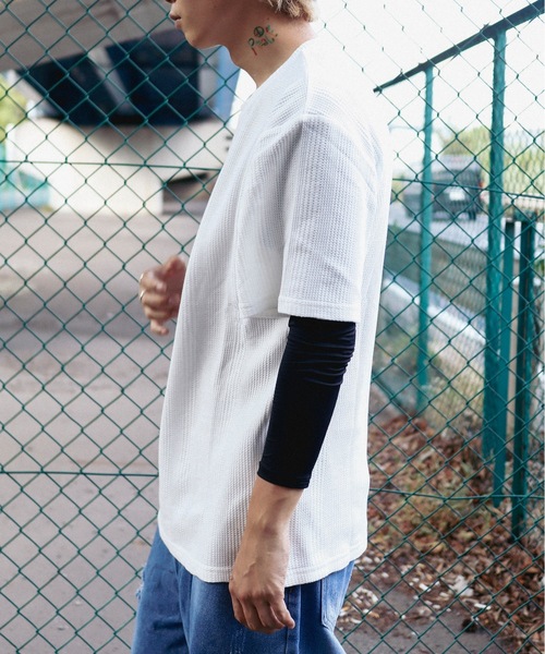 Bling Leads(ブリングリーズ)の「Z)【BLINGLEADS】723413 ハリヌキワッフルクルーネック半袖(Tシャツ/カットソー・メンズ・グレー/ホワイト/ブラック・MEDIUM/LARGE)」の9枚目の写真