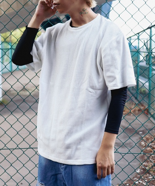 Bling Leads(ブリングリーズ)の「Z)【BLINGLEADS】723413 ハリヌキワッフルクルーネック半袖(Tシャツ/カットソー・メンズ・グレー/ホワイト/ブラック・MEDIUM/LARGE)」の11枚目の写真