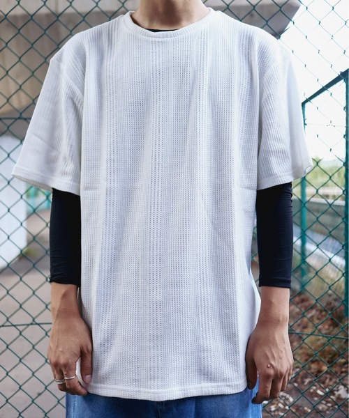 Bling Leads(ブリングリーズ)の「Z)【BLINGLEADS】723413 ハリヌキワッフルクルーネック半袖(Tシャツ/カットソー・メンズ・グレー/ホワイト/ブラック・MEDIUM/LARGE)」の12枚目の写真