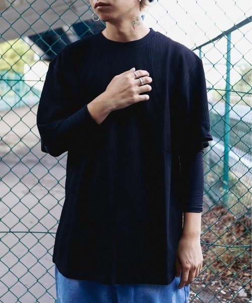 Bling Leads(ブリングリーズ)の「Z)【BLINGLEADS】723413 ハリヌキワッフルクルーネック半袖(Tシャツ/カットソー・メンズ・グレー/ホワイト/ブラック・MEDIUM/LARGE)」の14枚目の写真