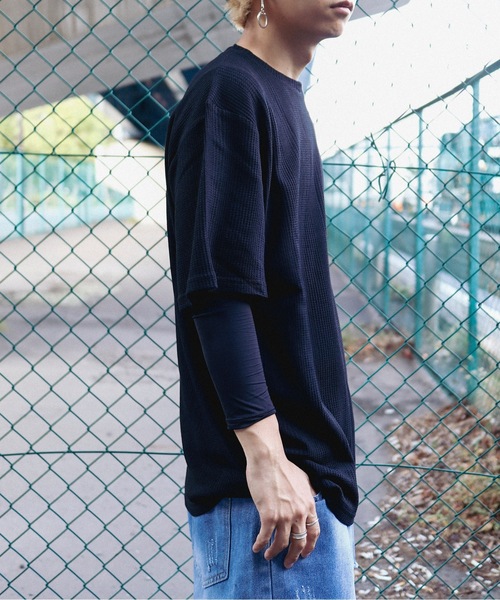 Bling Leads(ブリングリーズ)の「Z)【BLINGLEADS】723413 ハリヌキワッフルクルーネック半袖(Tシャツ/カットソー・メンズ・グレー/ホワイト/ブラック・MEDIUM/LARGE)」の17枚目の写真