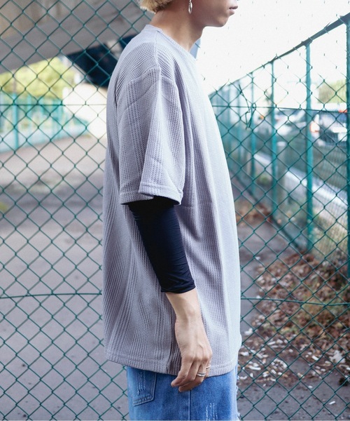 Bling Leads(ブリングリーズ)の「Z)【BLINGLEADS】723413 ハリヌキワッフルクルーネック半袖(Tシャツ/カットソー・メンズ・グレー/ホワイト/ブラック・MEDIUM/LARGE)」の21枚目の写真
