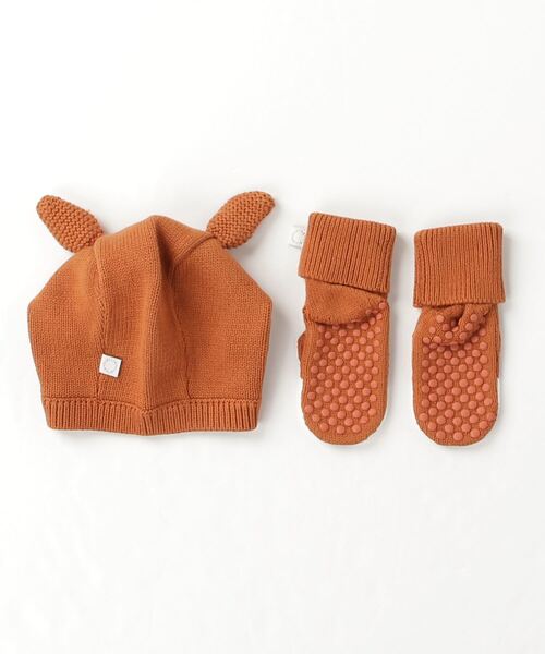 STELLA McCARTNEY(ステラマッカートニー)の「STELLA McCARTNEY (ステラマッカートニー) Baby ウールブレンドベビー帽子靴下セット(その他ベビーウェア・キッズ・ブラウン・3-6M/9-12M/18-24M)」の2枚目の写真