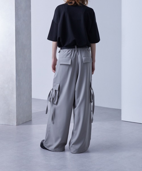 ArguECulturE チェーン付き モード系 ルーズ パラシュートパンツ CLEL】M-47Design TR Loose Parachute Pants/M-47デザイン TR