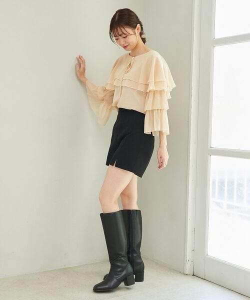 MAJESTIC LEGON（マジェスティックレゴン）の「ニュアンスケープブラウス（シャツ/ブラウス・レディース・アイボリー/ベージュ/ライトグレー・MEDIUM）」の12枚目の写真