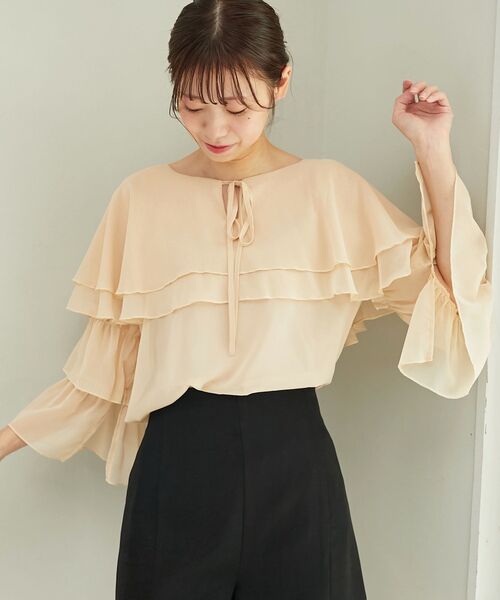 MAJESTIC LEGON（マジェスティックレゴン）の「ニュアンスケープブラウス（シャツ/ブラウス・レディース・アイボリー/ベージュ/ライトグレー・MEDIUM）」の15枚目の写真