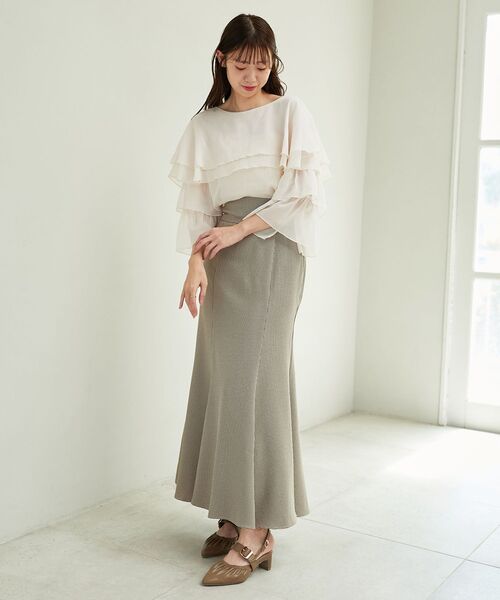 MAJESTIC LEGON（マジェスティックレゴン）の「ニュアンスケープブラウス（シャツ/ブラウス・レディース・アイボリー/ベージュ/ライトグレー・MEDIUM）」の20枚目の写真