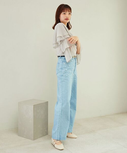 MAJESTIC LEGON（マジェスティックレゴン）の「ニュアンスケープブラウス（シャツ/ブラウス・レディース・アイボリー/ベージュ/ライトグレー・MEDIUM）」の4枚目の写真