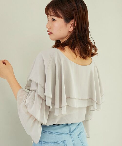 MAJESTIC LEGON（マジェスティックレゴン）の「ニュアンスケープブラウス（シャツ/ブラウス・レディース・アイボリー/ベージュ/ライトグレー・MEDIUM）」の9枚目の写真