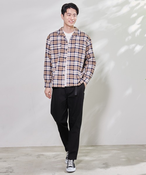 Arnold Palmer（アーノルドパーマー）の「ワッフル チェック オープンカラー 長袖 シャツ（シャツ/ブラウス・メンズ・ブラウン/ネイビー・LL/L/M）」の11枚目の写真