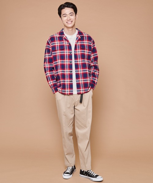 Arnold Palmer（アーノルドパーマー）の「ワッフル チェック オープンカラー 長袖 シャツ（シャツ/ブラウス・メンズ・ブラウン/ネイビー・LL/L/M）」の13枚目の写真