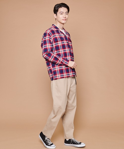 Arnold Palmer（アーノルドパーマー）の「ワッフル チェック オープンカラー 長袖 シャツ（シャツ/ブラウス・メンズ・ブラウン/ネイビー・LL/L/M）」の14枚目の写真