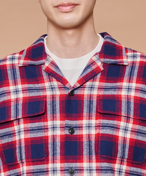 Arnold Palmer（アーノルドパーマー）の「ワッフル チェック オープンカラー 長袖 シャツ（シャツ/ブラウス・メンズ・ブラウン/ネイビー・LL/L/M）」の3枚目の写真