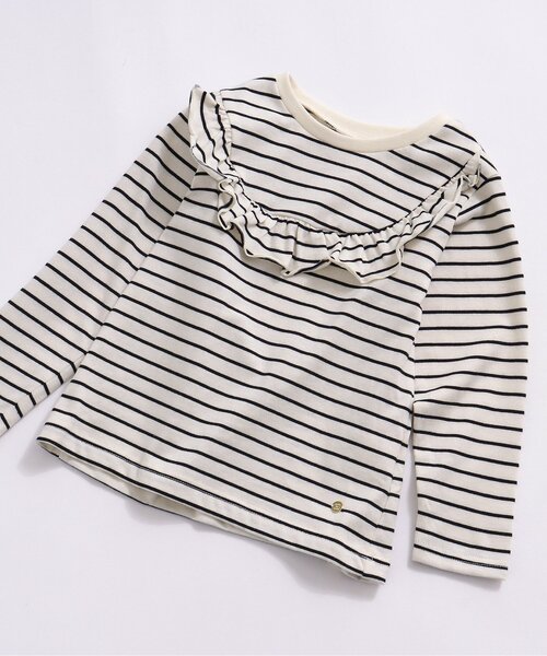 apres les cours（アプレレクール）の「【WEB限定】ヨークフリルTシャツ（Tシャツ/カットソー・キッズ・ピンク/ブルー/オフホワイト/ワインレッド・130/100/90/120/140/80/110）」の2枚目の写真