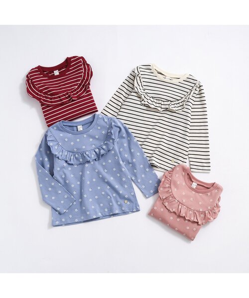 apres les cours（アプレレクール）の「【WEB限定】ヨークフリルTシャツ（Tシャツ/カットソー・キッズ・ピンク/ブルー/オフホワイト/ワインレッド・130/100/90/120/140/80/110）」の19枚目の写真