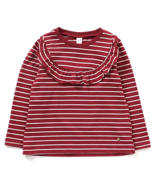 apres les cours（アプレレクール）の「【WEB限定】ヨークフリルTシャツ（Tシャツ/カットソー・キッズ・ピンク/ブルー/オフホワイト/ワインレッド・130/100/90/120/140/80/110）」の11枚目の写真