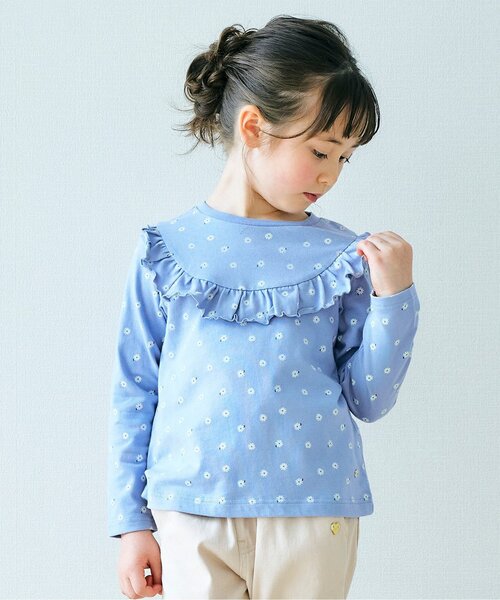 apres les cours（アプレレクール）の「【WEB限定】ヨークフリルTシャツ（Tシャツ/カットソー・キッズ・ピンク/ブルー/オフホワイト/ワインレッド・130/100/90/120/140/80/110）」の21枚目の写真