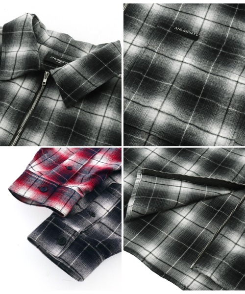ANLIBERTY ANAP（アンリバティアナップ）の「チェックジップアップシャツ（シャツ/ブラウス・レディース・ブラック/レッド・FREE）」の4枚目の写真