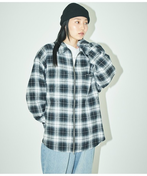 ANLIBERTY ANAP（アンリバティアナップ）の「チェックジップアップシャツ（シャツ/ブラウス・レディース・ブラック/レッド・FREE）」の6枚目の写真