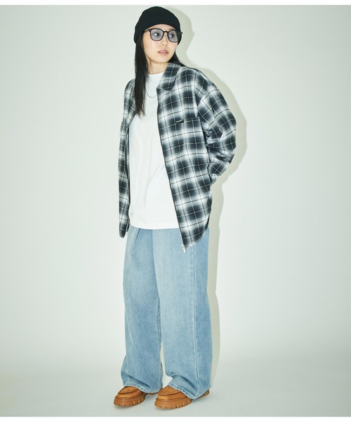 ANLIBERTY ANAP（アンリバティアナップ）の「チェックジップアップシャツ（シャツ/ブラウス・レディース・ブラック/レッド・FREE）」の10枚目の写真