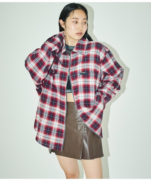 ANLIBERTY ANAP（アンリバティアナップ）の「チェックジップアップシャツ（シャツ/ブラウス・レディース・ブラック/レッド・FREE）」の11枚目の写真