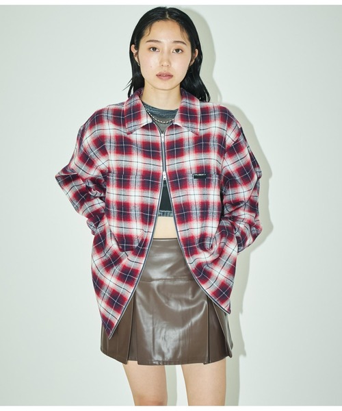 ANLIBERTY ANAP（アンリバティアナップ）の「チェックジップアップシャツ（シャツ/ブラウス・レディース・ブラック/レッド・FREE）」の12枚目の写真