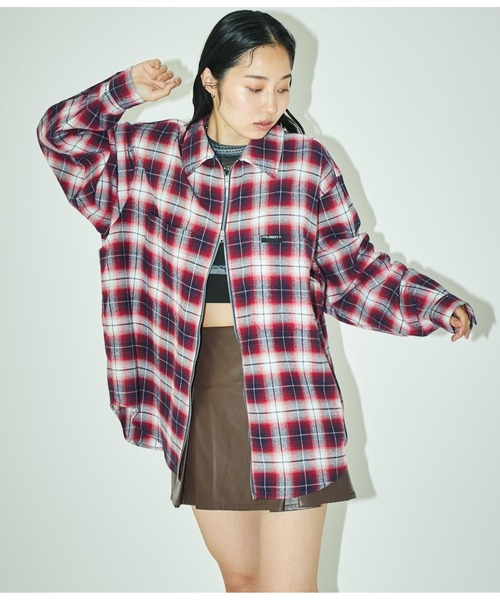 ANLIBERTY ANAP（アンリバティアナップ）の「チェックジップアップシャツ（シャツ/ブラウス・レディース・ブラック/レッド・FREE）」の13枚目の写真