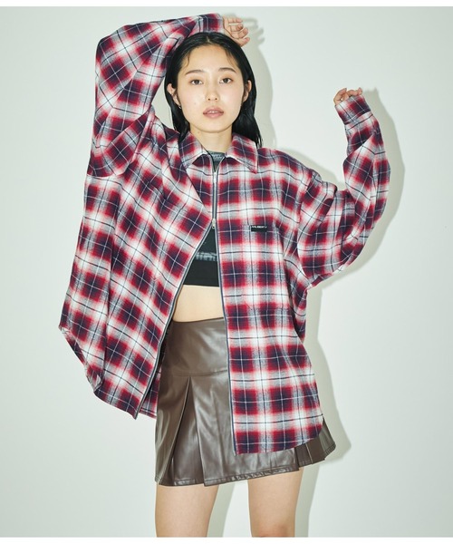 ANLIBERTY ANAP（アンリバティアナップ）の「チェックジップアップシャツ（シャツ/ブラウス・レディース・ブラック/レッド・FREE）」の14枚目の写真