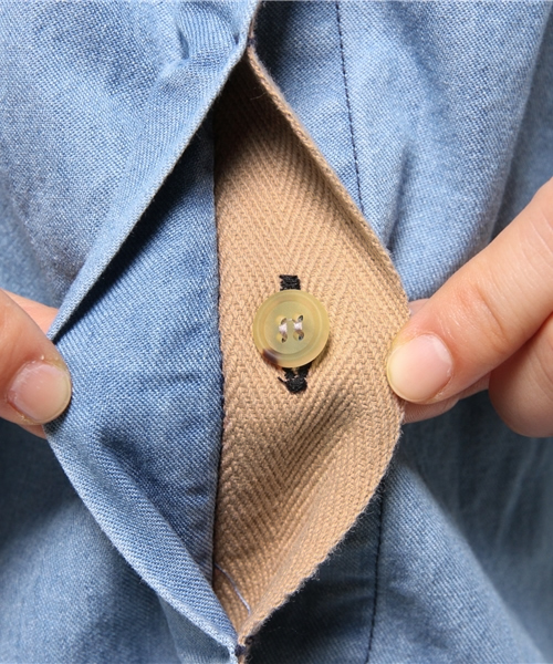 Whim Gazette（ウィムガゼット）の「ALBIATE1830シャンブレーワンピース（ワンピース・レディース・ネイビー/ブルー・ﾌﾘ-）」の9枚目の写真