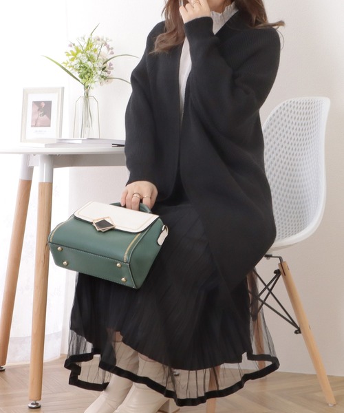 Lace Ladies(レースレディース)の「ドルマンスリーブロングニットコーディガン(ニット/セーター・レディース・ピンク/ブラック/グレー/ベージュ/アイボリー・FREE)」の14枚目の写真