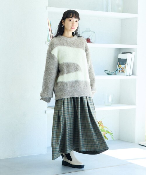 FREAK'S STORE（フリークスストア）の「ギャザー ウエストリボン スカート/ティアードスカート（スカート・レディース・ブラウン/ブラック/ストライプ・ﾌﾘ-）」の19枚目の写真