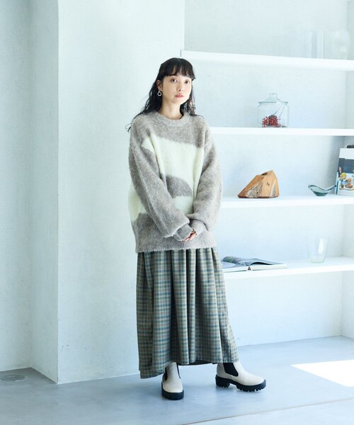 FREAK'S STORE（フリークスストア）の「ギャザー ウエストリボン スカート/ティアードスカート（スカート・レディース・ブラウン/ブラック/ストライプ・ﾌﾘ-）」の21枚目の写真