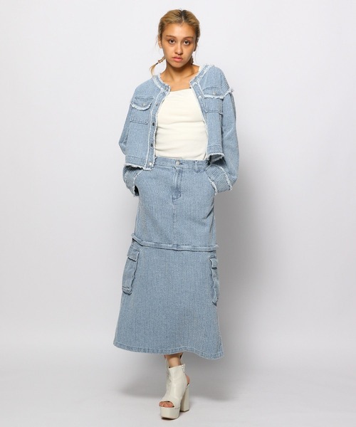 FOREVER 21（フォーエバー トゥエンティーワン）の「【2023AW】ノーカラーコンパクトジャケット（ノーカラージャケット・レディース・ブルー・FREE）」の3枚目の写真