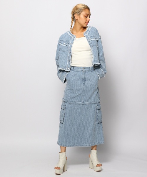 FOREVER 21（フォーエバー トゥエンティーワン）の「【2023AW】ノーカラーコンパクトジャケット（ノーカラージャケット・レディース・ブルー・FREE）」の4枚目の写真