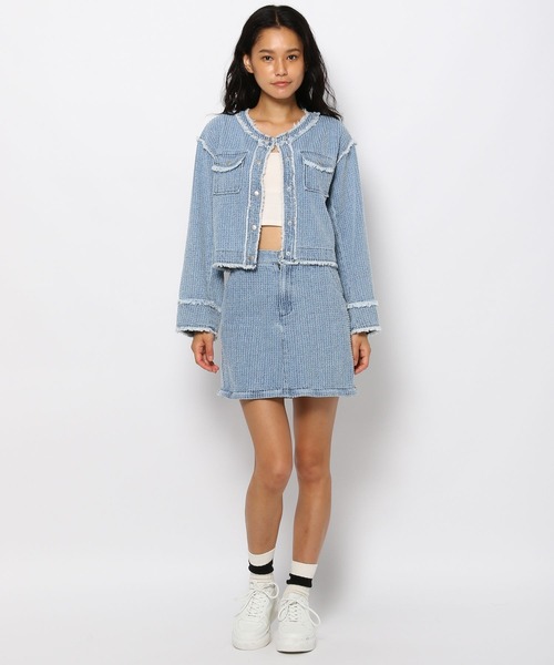 FOREVER 21（フォーエバー トゥエンティーワン）の「【2023AW】ノーカラーコンパクトジャケット（ノーカラージャケット・レディース・ブルー・FREE）」の6枚目の写真