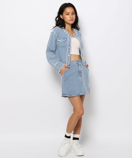 FOREVER 21（フォーエバー トゥエンティーワン）の「【2023AW】ノーカラーコンパクトジャケット（ノーカラージャケット・レディース・ブルー・FREE）」の7枚目の写真