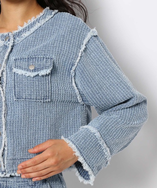 FOREVER 21（フォーエバー トゥエンティーワン）の「【2023AW】ノーカラーコンパクトジャケット（ノーカラージャケット・レディース・ブルー・FREE）」の13枚目の写真