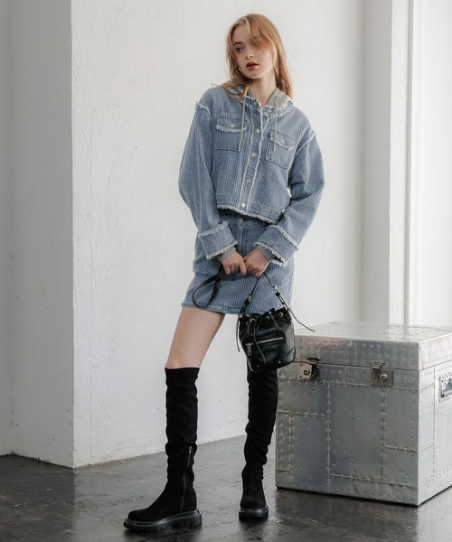 FOREVER 21（フォーエバー トゥエンティーワン）の「【2023AW】ノーカラーコンパクトジャケット（ノーカラージャケット・レディース・ブルー・FREE）」の21枚目の写真