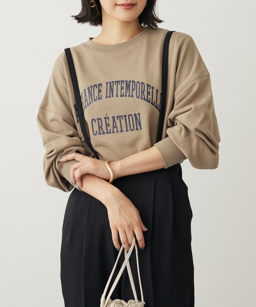 Green　Parks（グリーンパークス）の「アソートロゴ裏毛プルオーバー（Tシャツ/カットソー・レディース・グレー系その他/レッド/ブラウン/ネイビー/ダークグレー/オフホワイト・FREE）」の4枚目の写真