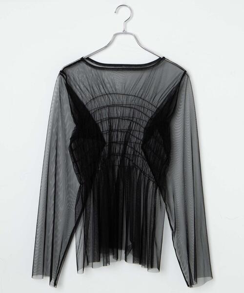 WEGO（ウィゴー）の「WEGO/シャーリングチュールチュニック（Tシャツ/カットソー・レディース・オフホワイト/ブラック・FREE）」の22枚目の写真