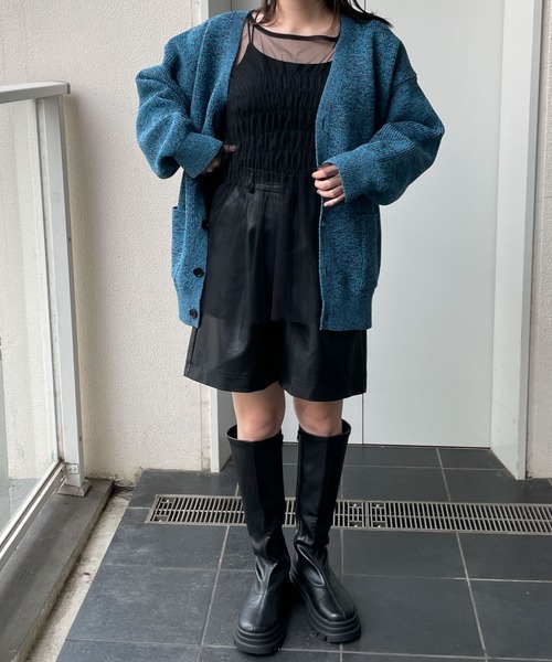 WEGO（ウィゴー）の「WEGO/シャーリングチュールチュニック（Tシャツ/カットソー・レディース・オフホワイト/ブラック・FREE）」の4枚目の写真