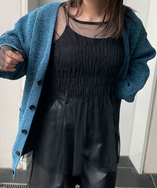 WEGO（ウィゴー）の「WEGO/シャーリングチュールチュニック（Tシャツ/カットソー・レディース・オフホワイト/ブラック・FREE）」の11枚目の写真