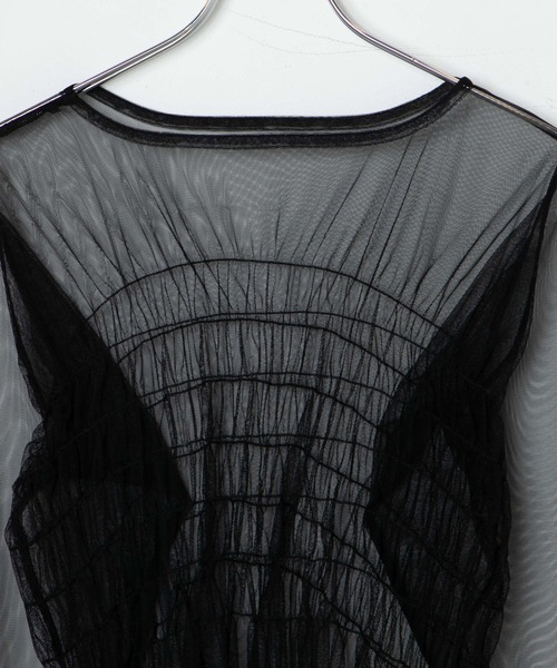 WEGO（ウィゴー）の「WEGO/シャーリングチュールチュニック（Tシャツ/カットソー・レディース・オフホワイト/ブラック・FREE）」の15枚目の写真